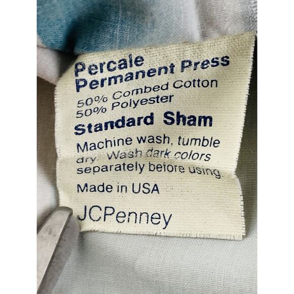 JCP PENNEY 2 STANDARD PILLOW SHAMS 80s Abstract Geometric Retro Pink Blue Grey - Picture 5 of 7